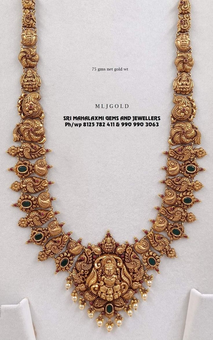 Antique Gold Jewelry Indian Set, Gold Long Chain Designs For Bride, Long Chain Necklace Gold Indian Antiques, Long Temple Jewellery, Bridal Gold Long Haram Designs, Temple Jewelry Necklace Long, Bridal Antique Jewellery Sets, Vaman Hari Pethe Gold Jewellery, Antique Gold Long Necklace Designs