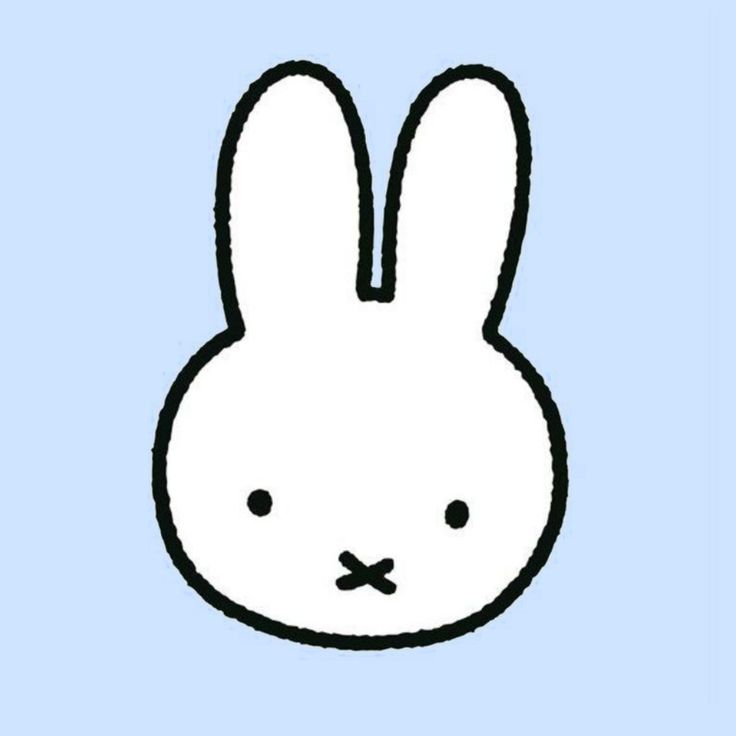 a drawing of a rabbit face on a blue background