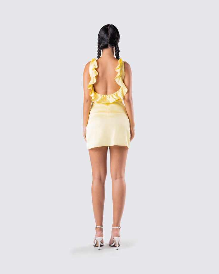 Matilda Yellow Mini Dress – FINESSE Yellow Short Formal Dress, Flirty Mini Beach Dress, Flirty Mini Dress For The Beach, Summer Bodycon Mini Dress For Night Out, Flirty Mini Dress For Brunch, Cute Mini Dress For Night Out, Cute Mini Dress For A Night Out, Flirty Bodycon Mini Dress For Summer, Summer Mini Length Bodycon Dress For Day Out