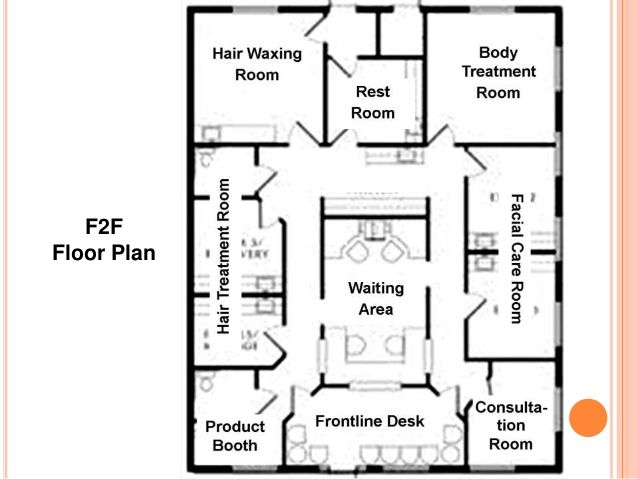 the floor plan for an office building with two floors and three rooms, including one bedroom