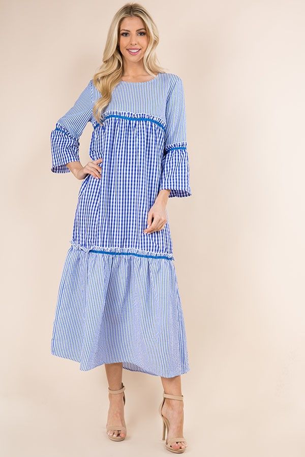 Loose stripe pullover dress Fabric: 100% Cotton Striped Long Sleeve Maxi Dress For Vacation, Spring Striped Dresses With Ruffles, Spring Striped Long Sleeve Maxi Dress, Striped Long Sleeve Maxi Dress For Daywear, Chic Dresses With Horizontal Stripes, Casual Beach Dress With Striped Hem, Chic Spring Dresses With Contrast Stripes, Chic Striped Cotton Dress, Chic Striped Dresses For Day Out