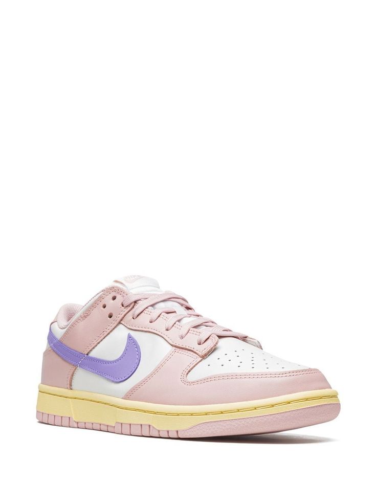 Nike Dunk Low “Pink Oxford” Sneakers - Farfetch Pink Sneakers With Contrast Sole For Streetwear, Nike Sneakers With Rubber Sole And Round Toe, Pink Custom Sneakers With Vulcanized Sole, Pink Sporty Custom Sneakers With Vulcanized Sole, Pink Basketball Shoes With Gum Sole For Streetwear, Pink Lace-up Sneakers For Streetwear, Nike Low-top Sneakers With Contrast Sole, Pink Low-top Basketball Shoes With Gum Sole, Pink Leather Basketball Shoes With Contrast Sole