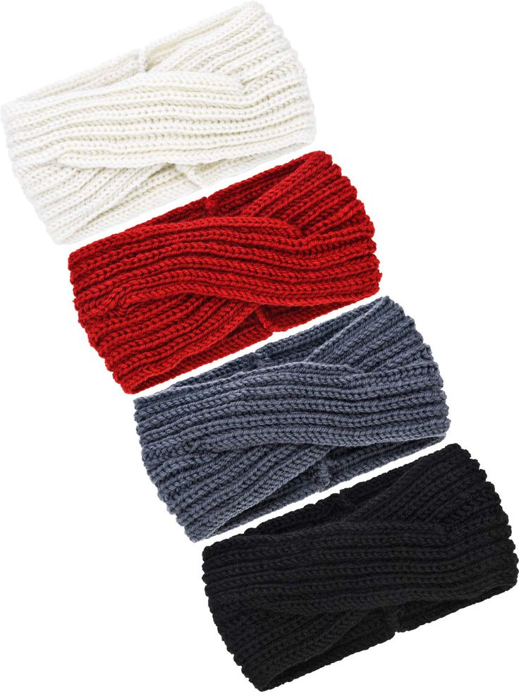 PRICES MAY VARY. 4 Colors: each set of headbands comes with 4 colors, they can match with different types of clothes and make your life colorful easily Knitted design: the headband is knitted, which is elastic and soft, very stretchable, the wide headband can bring warm to you easily without hurting your hair, especially design for winter Dimensions: the unstretched headband measures approx. 4.3 inches/ 11 cm in width and approx. 7.9 inches/ 20 cm in length, with elasticity, they fit for most gi Ear Warmers Crochet, Chunky Knit Headband, Ear Warmer Crochet, Knit Headbands, Crochet Hairband, Warm Headbands, Head Wraps For Women, Crochet Ear Warmer, Knitted Headband