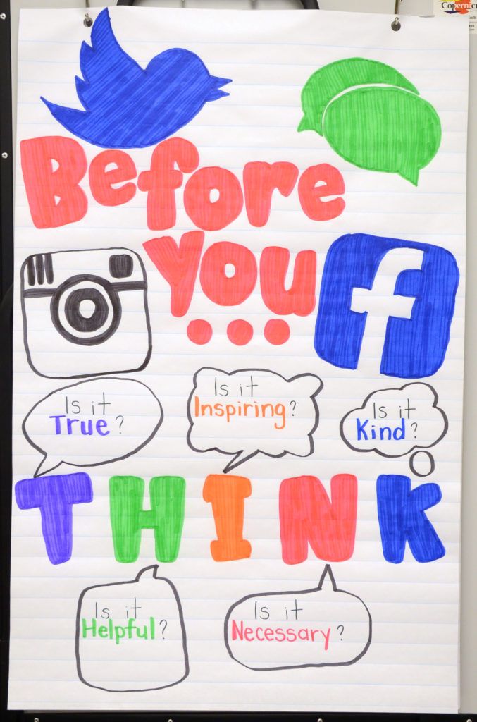 a poster with the words before you think written in different colors and shapes on it