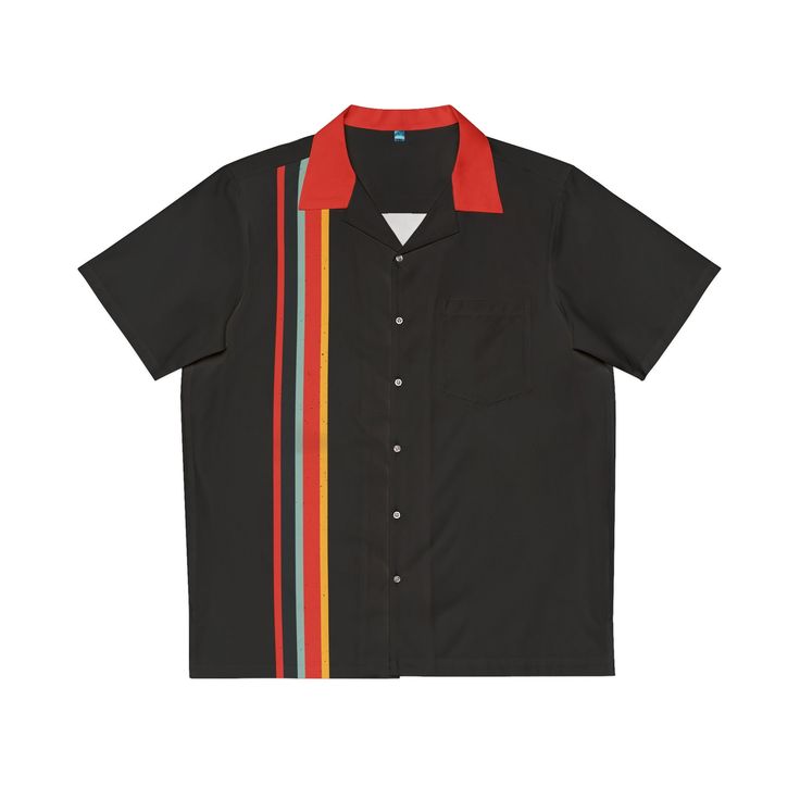 Step into the spotlight with "The Fastback" - a retro-style bowling shirt that's as sleek as it is striking. Inspired by the timeless elegance of vintage automobiles and the adrenaline-fueled excitement of the racetrack, this shirt is sure to make you stand out from the crowd. Picture yourself slipping into "The Fastback" and feeling the power of the road coursing through your veins. The classic black fabric sets the stage for the real stars of the show: the fiery red collar and the racing stripes that streak down the right panel. It's a nod to the speed demons of yesteryear, a promise of adventure and excitement with every step you take. With its sharp lines and attention to detail, "The Fastback" exudes confidence and style. It's more than just a shirt - it's a statement, a symbol of you Vintage Automobiles, Passion For Life, Bowling Shirt, Just Style, Racing Stripes, Every Step You Take, Bowling Shirts, Fiery Red, Red Collar