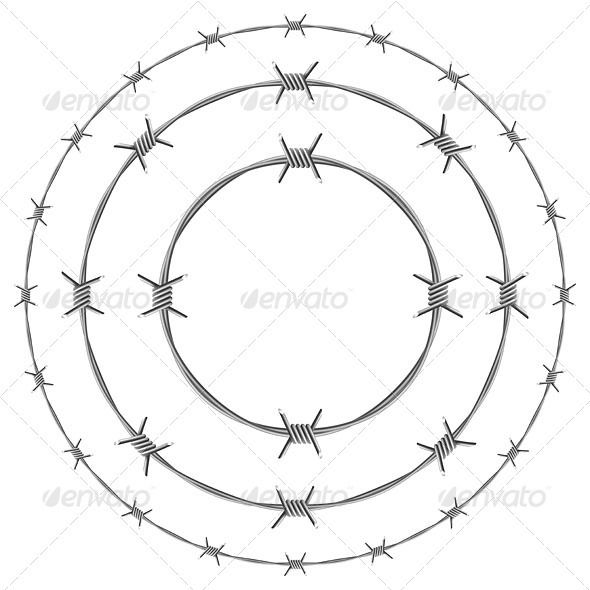 barbed wire circle with four points in the center on a white background stock photo, images and