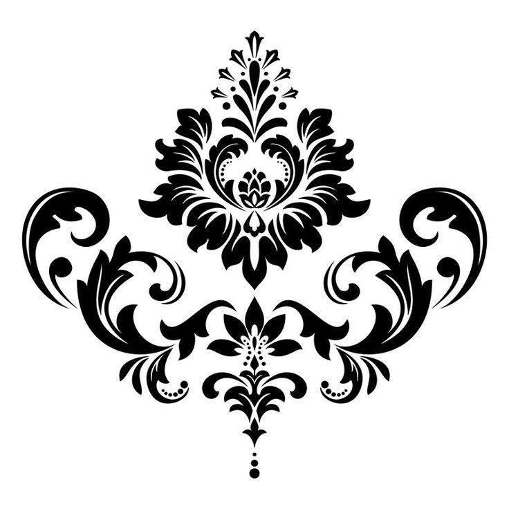 an ornate black and white pattern on a white background