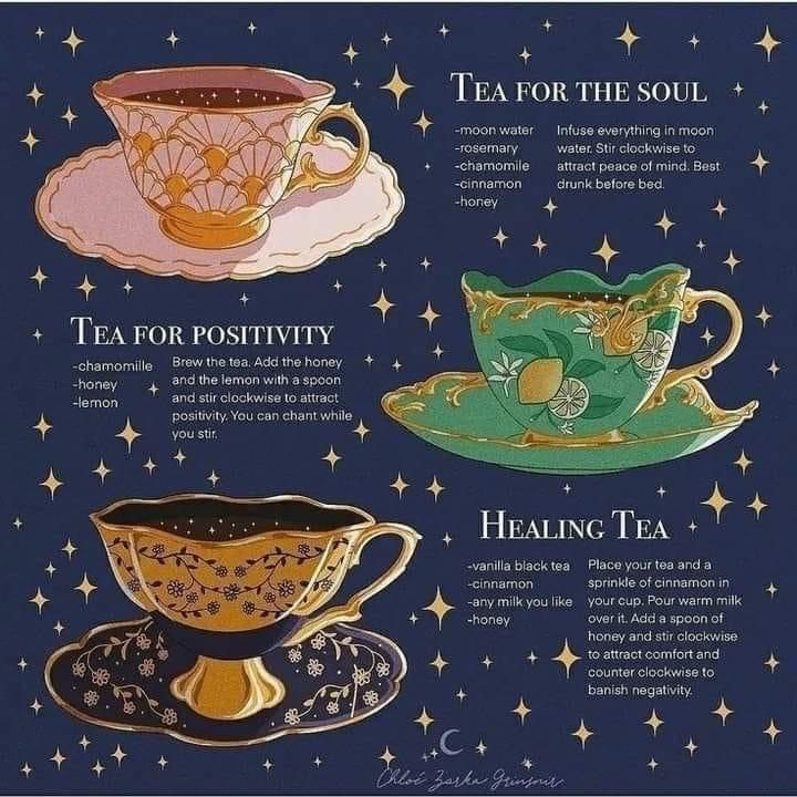 tea for the soul poster with four cups and saucers