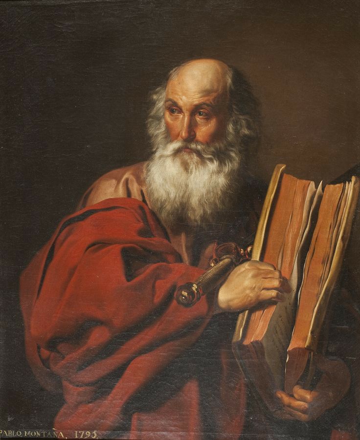 a painting of an old man with a long beard and wearing a red robe holding a book