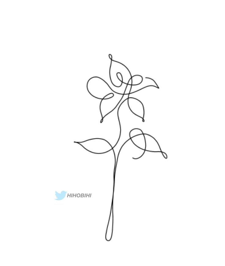 a line drawing of a flower with the words hiromshi written on it in black ink