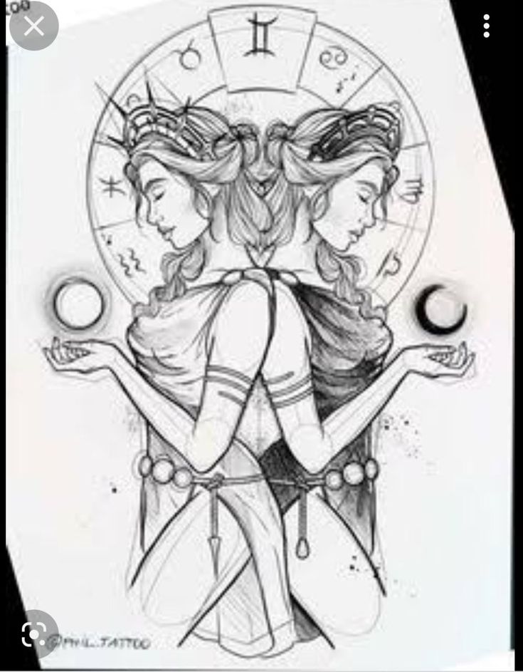 two girls are standing next to each other in front of an astrological sign and clock