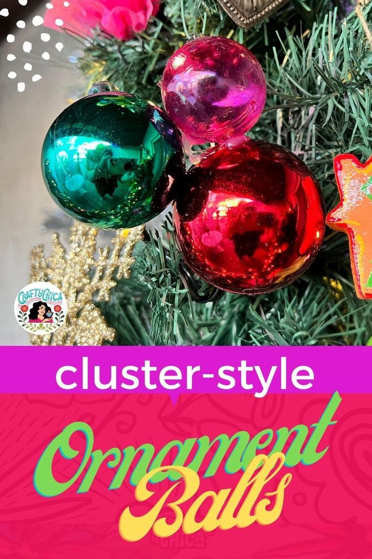 an ornament christmas tree with ornaments on it and the words, clusterer - style