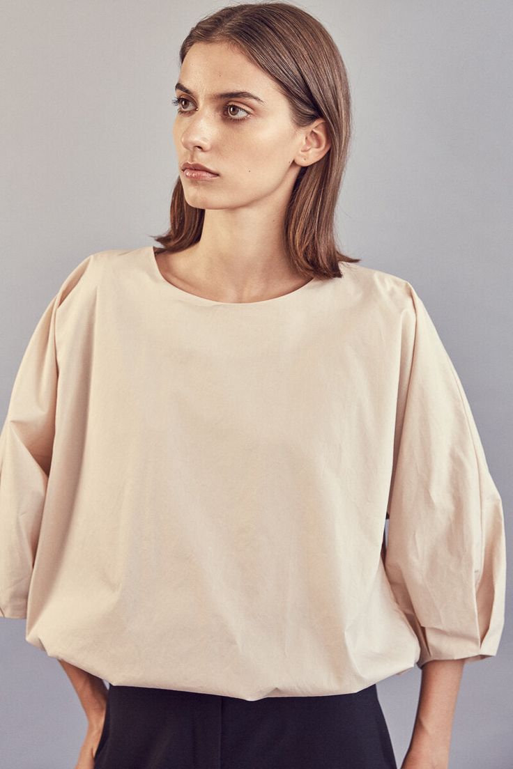 Rumsey Top. Material: 100% Premium Cotton. Model wears size ‘S’. Classic Beige Tops For Spring, Classic Everyday Spring Tops, Spring Oversized Neutral Blouse, Oversized Neutral Blouse For Spring, Neutral Tops For Spring Daywear, Neutral Tops For Daywear In Spring, Neutral Tops For Daywear In Fall, Neutral Tops For Fall Daywear, Neutral Fall Tops For Daywear