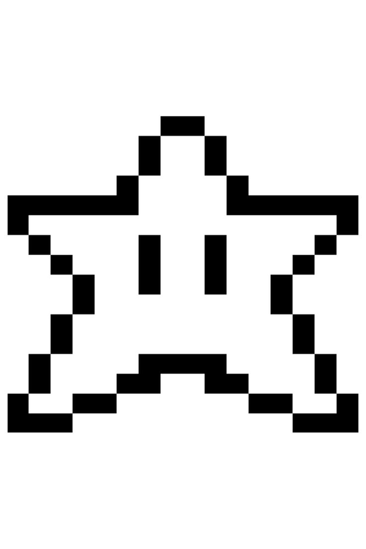 an image of a pixelated star in black and white on a white background,