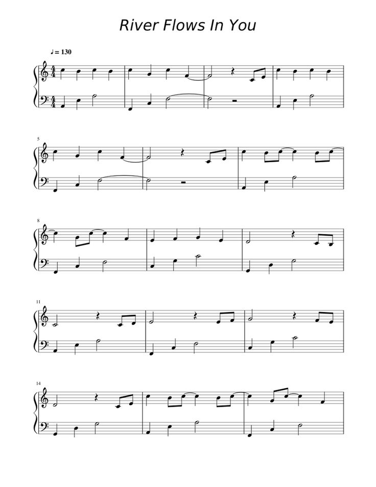 river flows in you sheet music