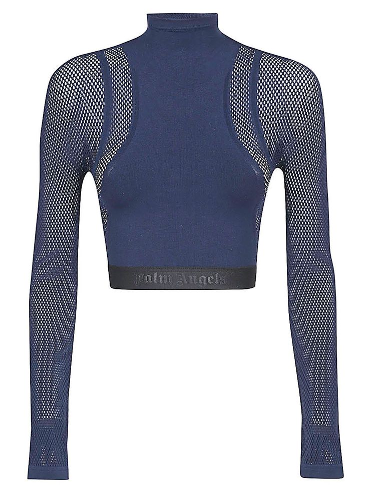 Mock Neck Top, Palm Angels, Cropped Top, Blue Sweaters, Your Head, Mock Neck, Men Sweater, Spandex, Crop Tops