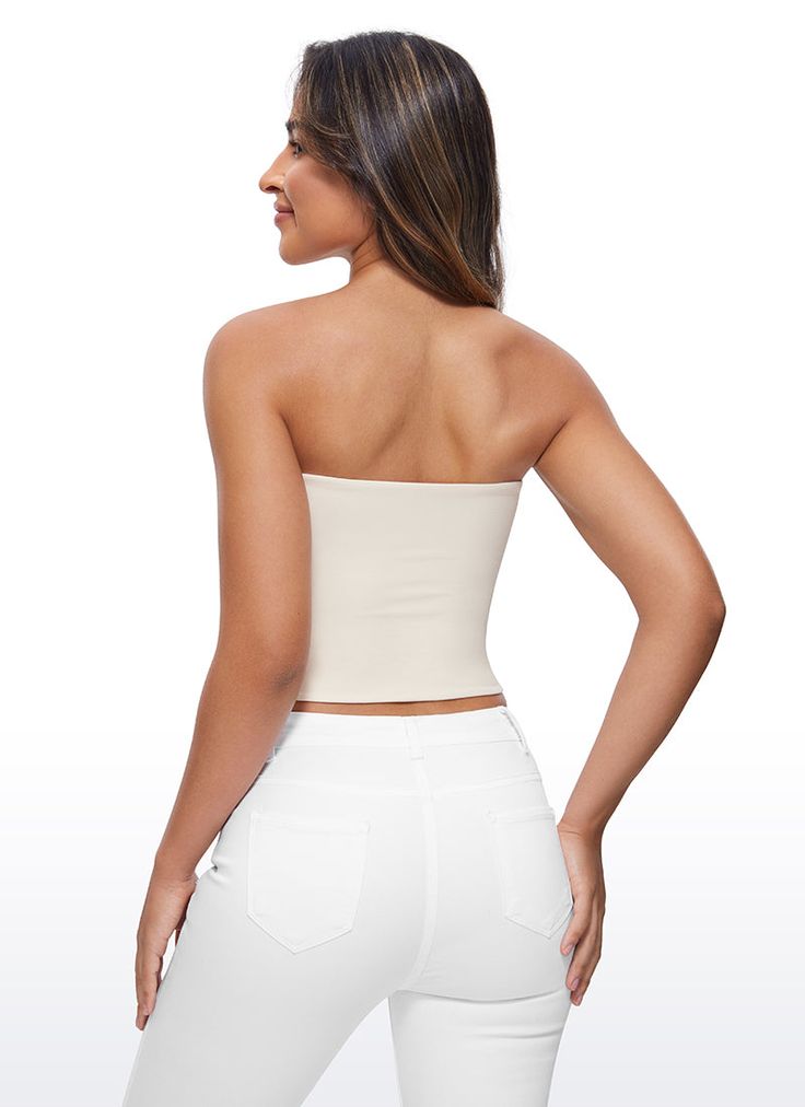 Butterluxe collection features super soft and stretchy high-quality fabric. Tight tube tops are designed with double-lined and an elastic top trim for offering safe feeling and showing flattering back line. Ideal for everyday support, casual, going out and daily wear. Feature & Fitting: 
 Butterluxe collection 
 Design for casual wear 
 No built-in bra, Tight fit 
 Elastic top trim, Double lined 
 Fabric: 
 Extremely Soft, luxurious comfort and lightweight 
 Ultra stretchy, very gently compr Safe Feeling, Strapless Crop Top, Elastic Top, Tube Tops, Collection Design, Tube Top, Strapless Top, Daily Wear, Quality Fabric