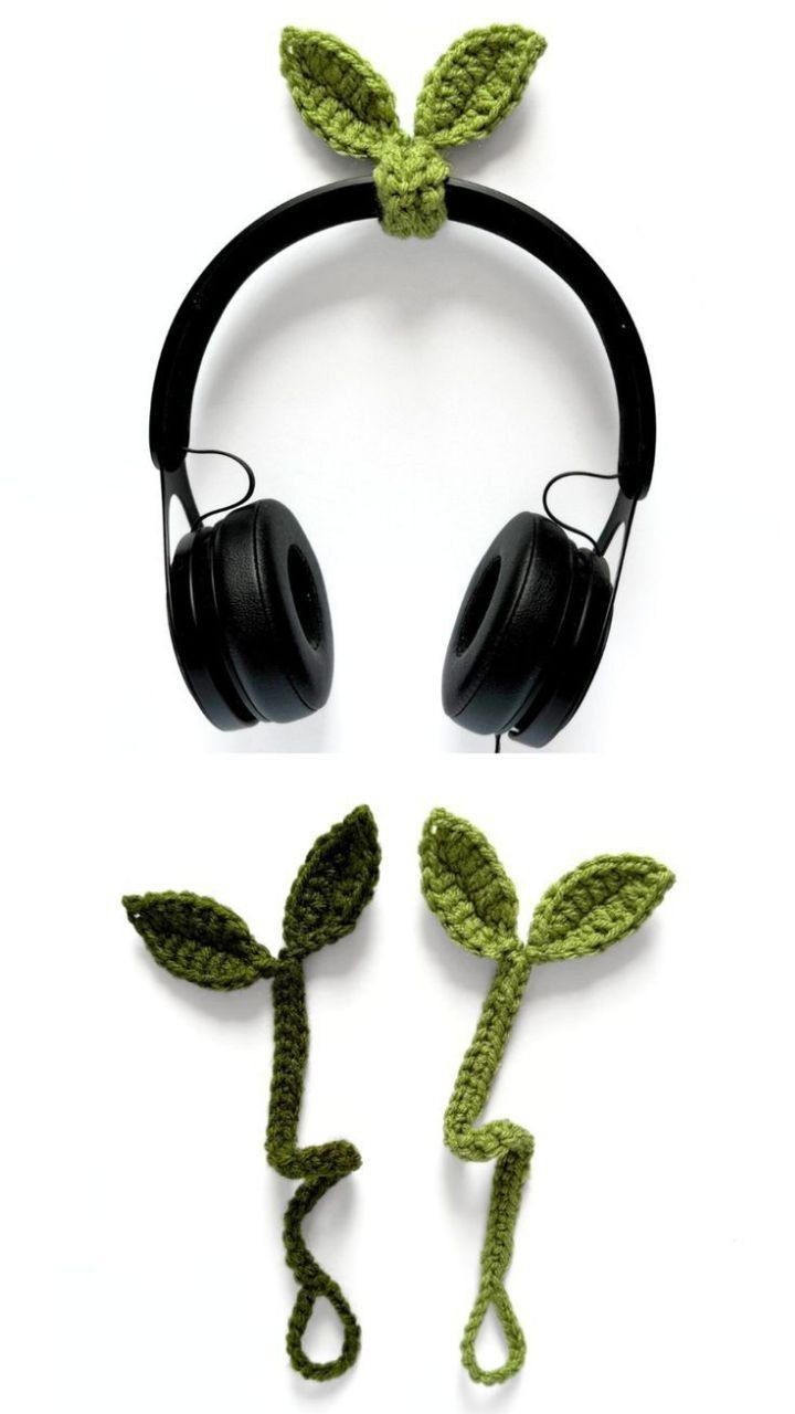 the headphones have been made to look like leaves and are attached to headsets