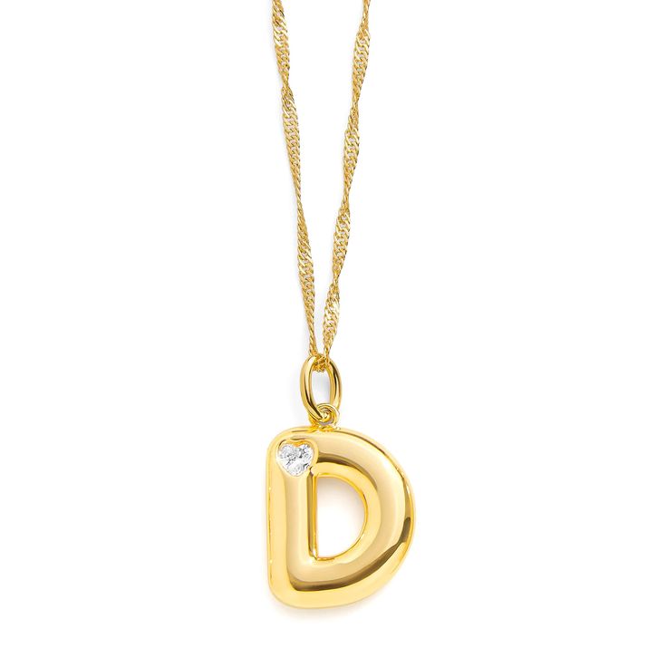 Add a touch of personalized sparkle to your everyday style with our Bubble Letter Initial Necklace. Each necklace features a charming bubble letter pendant, customizable with your chosen initial, perfectly paired with an elegant crystal heart embedded within the design. Crafted to shine, this piece is a timeless accessory that makes a fabulous gift or a special treat for yourself. Ideal for layering or wearing solo! Music Rings, Xoxo Jewelry, Food Rings, Bubble Letter, Dog Ring, Gold N, Bubble Letters, Nature Ring, Cat Ring