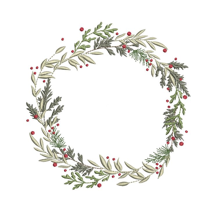 a christmas wreath with holly and red berries