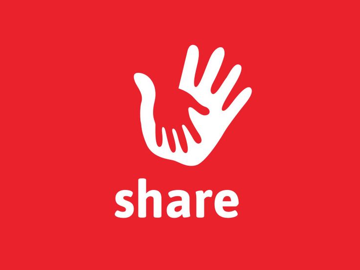 a red background with the words share and two hands holding each other in white letters