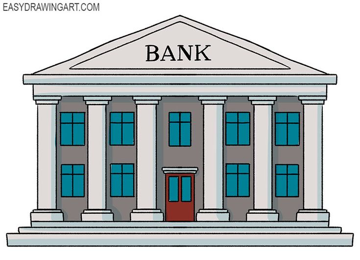 a bank building with the words bank on it