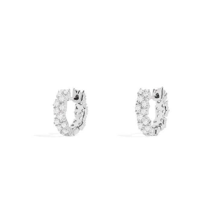 APM Monaco Pavé Huggie Earrings in Silver Apm Monaco, Huggie Earrings, Huggies Earrings, Level Up, Monaco, Cubic Zirconia, Sterling Silver, Silver, White