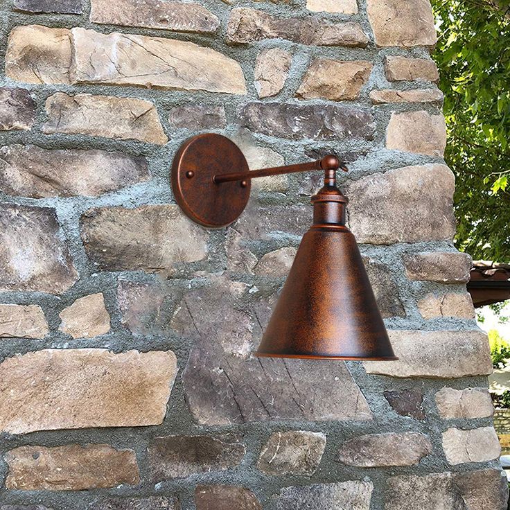 Outdoor Farmhouse Style Wrought Iron Wall Lamp: Black/Rust 1 Head Adjustable Sconce Light Rust Adjustable Wall Lamp, Electric Bulb, Style Makeover, Metal Light, Modern Farmhouse Style, Metal Lighting, Light Fixture, Wrought Iron, Industrial Style