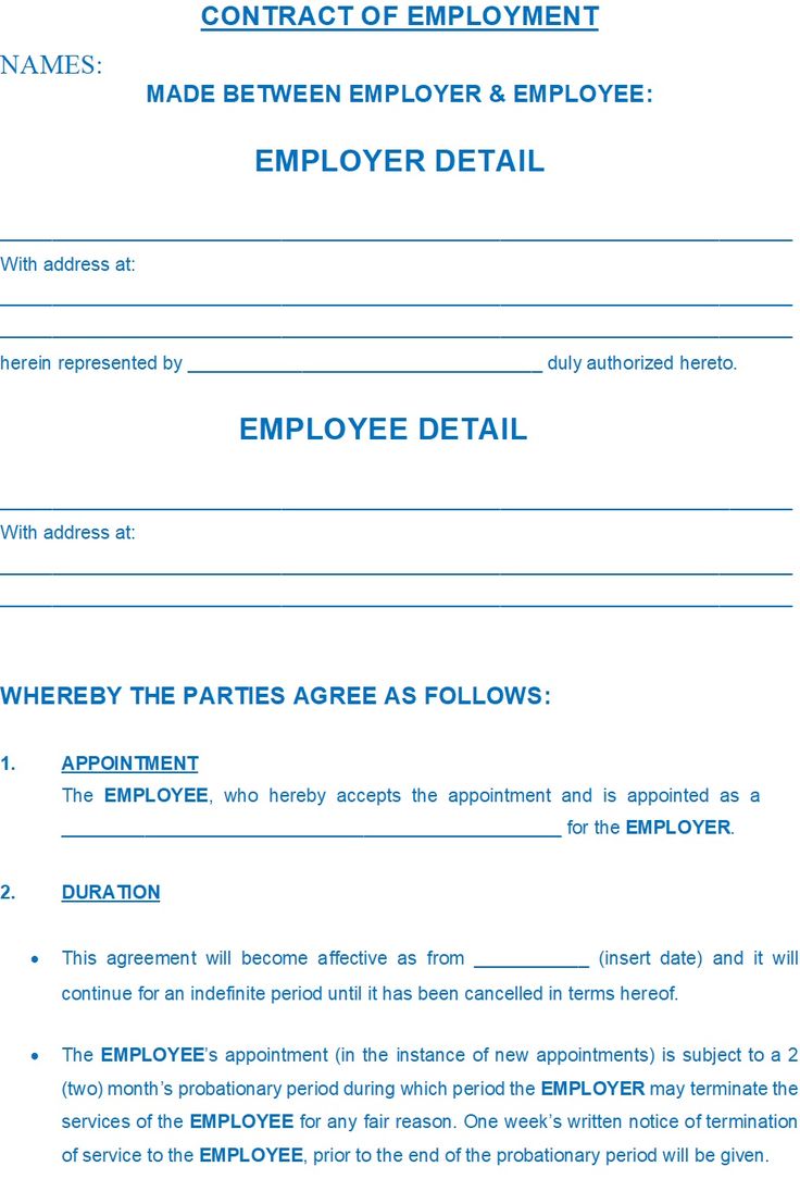 the employment agreement for employees is shown