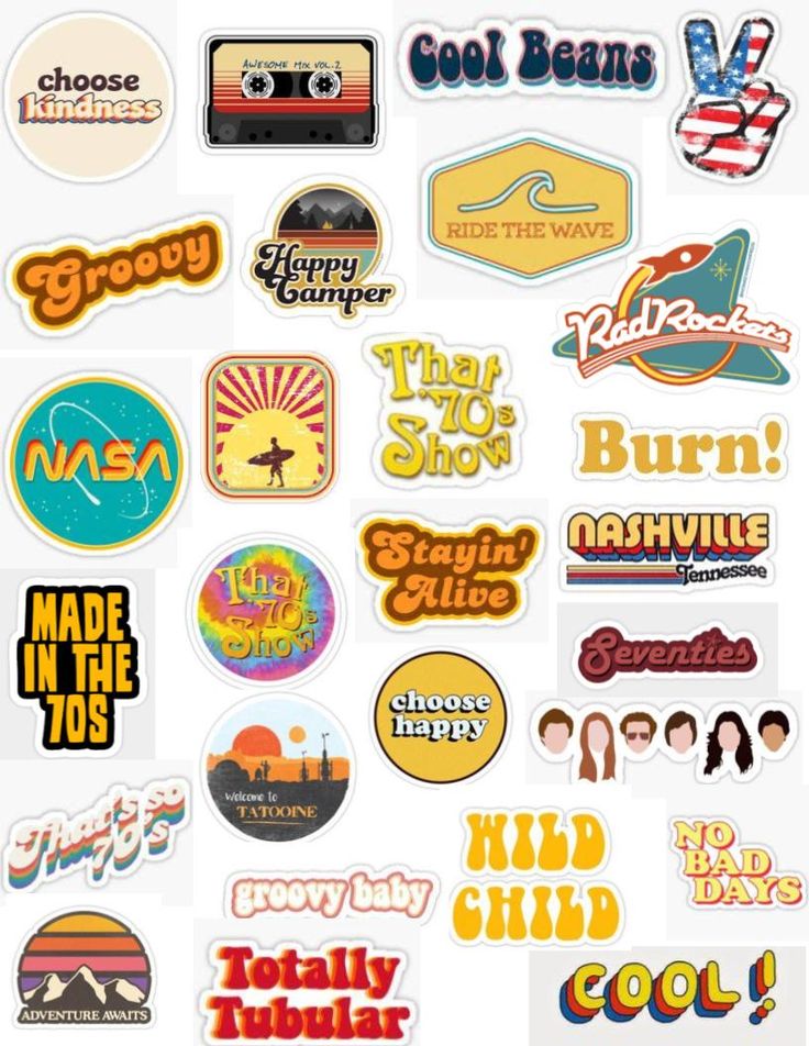 many different stickers are shown in this image