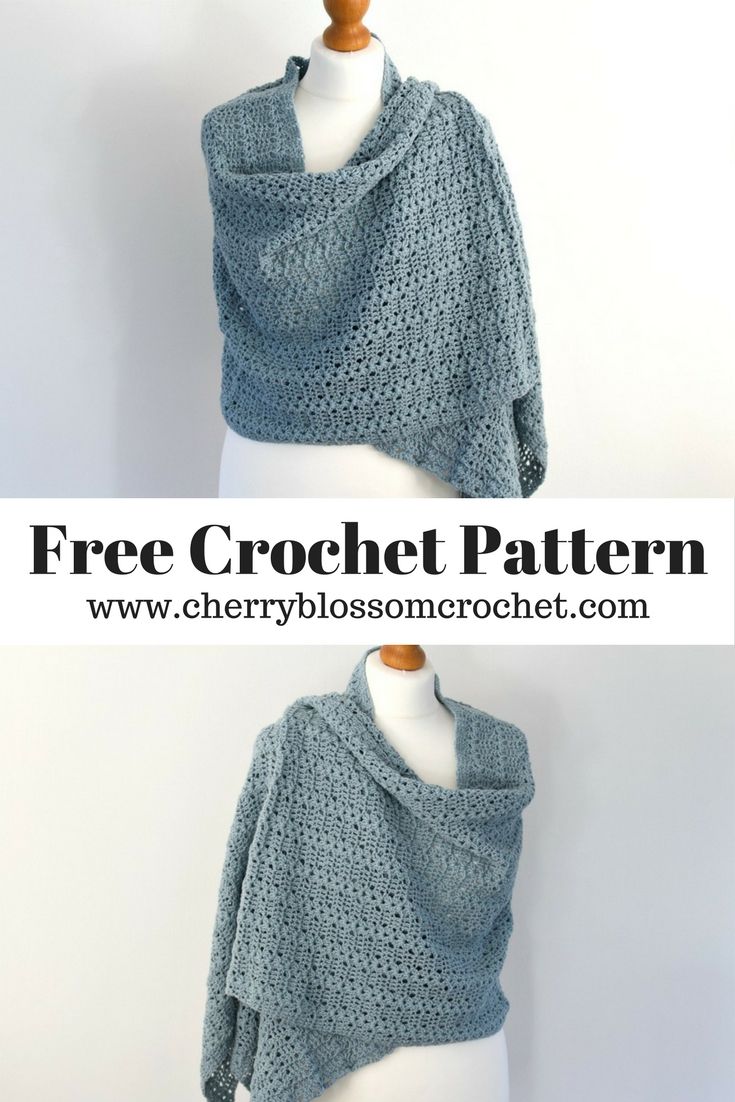 a crocheted shawl is shown with the text free crochet pattern