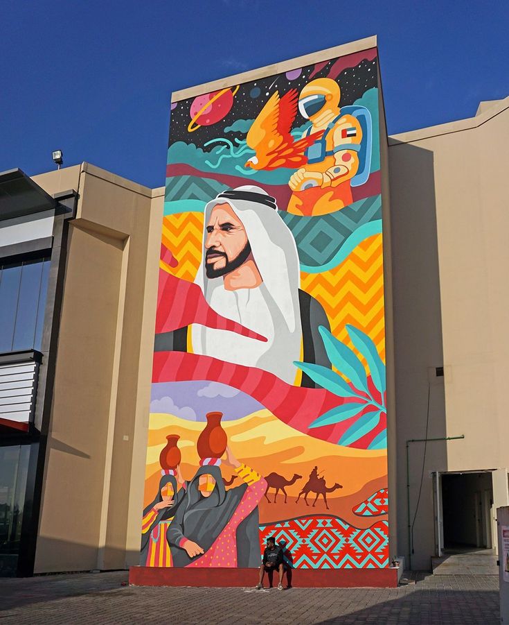 a large mural on the side of a building