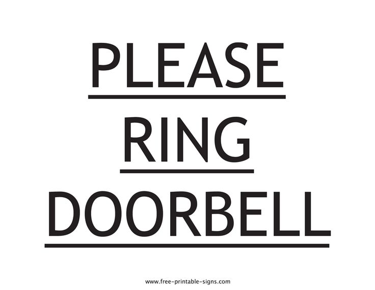 a black and white sign that says please ring doorbell