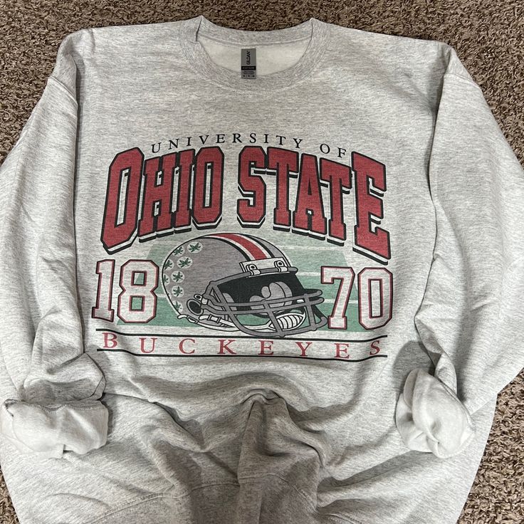 Custom Made To Order Vintage Design. Ohio State. Unisex Fit. True To Size Ohio State Tshirt, Panthers Cheer, Ohio Sweatshirt, Sweatshirt With Collar, Ohio State Sweatshirt, Ohio State Hoodie, Vintage Ohio State, State Design, Pink Crewneck Sweatshirt