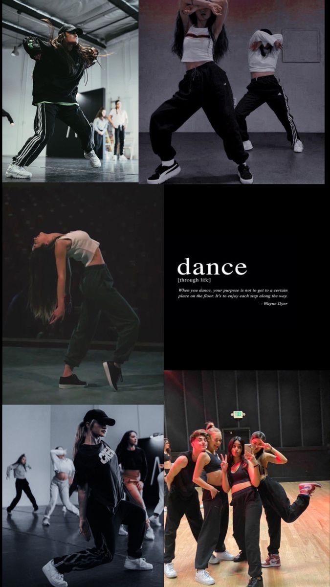 the dance poster is shown in multiple pictures