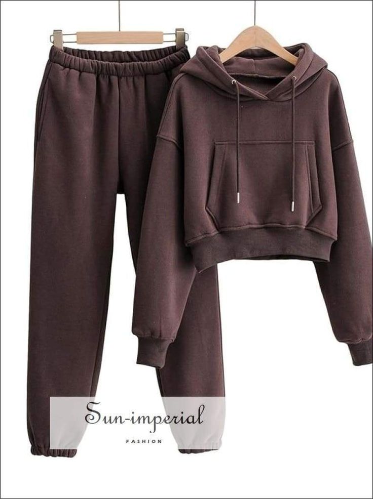 Sun-imperial Women Grey Cropped Drop Shoulder Kangaroo Pocket Fleece Hoodie Sweatshirt & Sweatpants 2 piece set Winter Athleisure, Cotton Sweatpants, Hoodie And Sweatpants, Sweatpants Set, Pant Length, Elastic Waist Pants, Ankle Length Pants, Loose Sweater, Pants Pattern