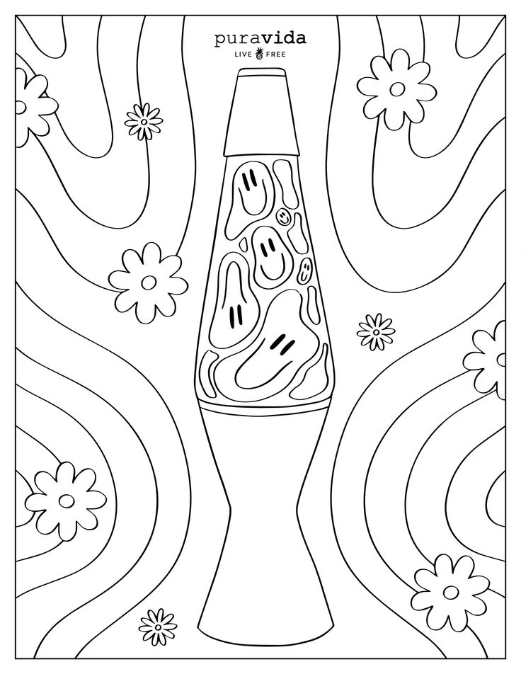 a vase with flowers and swirls on it in the middle of a coloring page