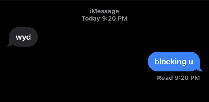 two messages are shown with the same message in each speech bubble, and one is blocked