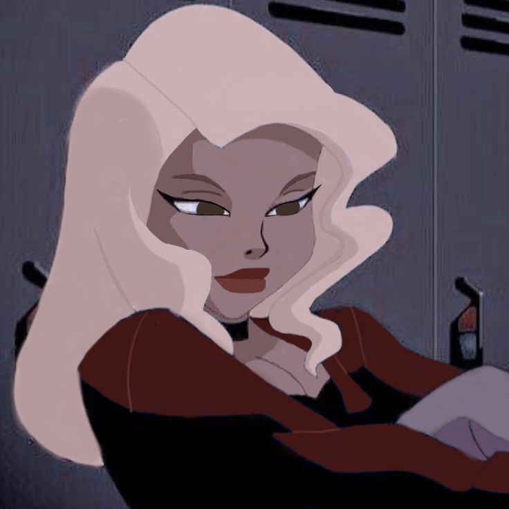 an animated image of a woman with white hair