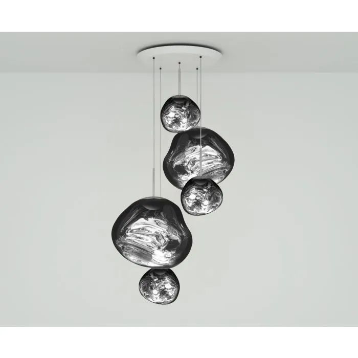 three glass balls hanging from the ceiling