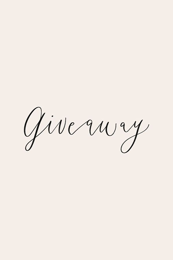 the word giveaway written in cursive writing on a white background with black ink