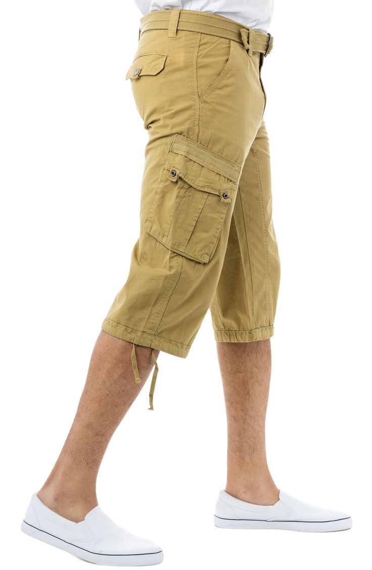 Style an on-trend look in cargo shorts crafted from breathable cotton for comfort during casual outings. 18" inseam; 10" front rise (size 32) Zip fly with button closure 100% cotton Machine wash, tumble dry
 Imported Model stats: 6'1" height, 32" waist. Model is wearing size 32. Summer Utility Cargo Pants For Outdoor Activities, Cotton Cargo Shorts With Pockets For Summer, Khaki Cotton Bottoms For Outdoor Activities, Summer Knee-length Cargo Shorts For Outdoor Activities, Khaki Bermuda Shorts With Side Pockets For Summer, Bermuda Cargo Pants With Side Pockets For Summer, Spring Cargo Shorts For Outdoor Activities, Summer Knee-length Cargo Pants With Built-in Shorts, Spring Cotton Bottoms For Outdoor Activities