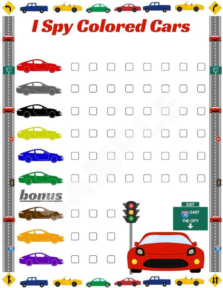 i spy colored cars worksheet for kids to learn how to read the colors