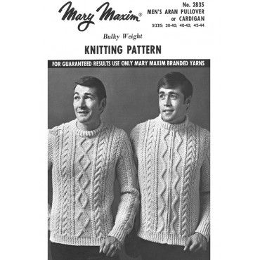 two men's sweaters in knitting pattern, with the words knitting pattern