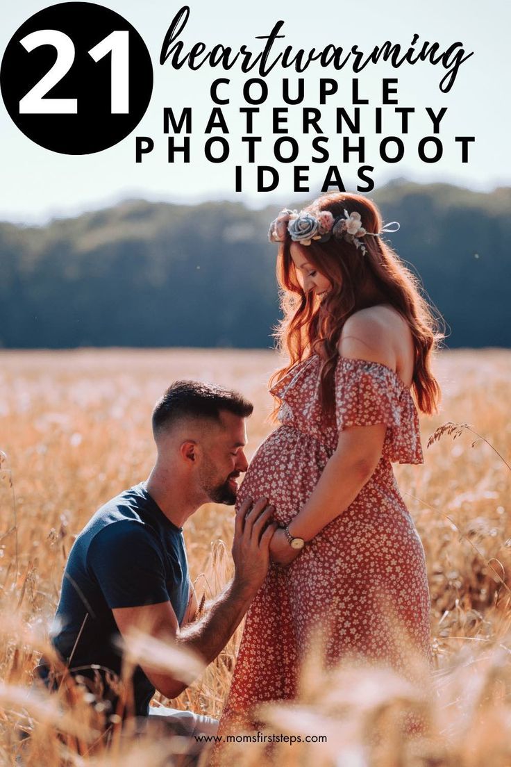 a man kneeling down next to a woman in a field with text overlay reading 21 heartwarming couple photography photoshoot ideas