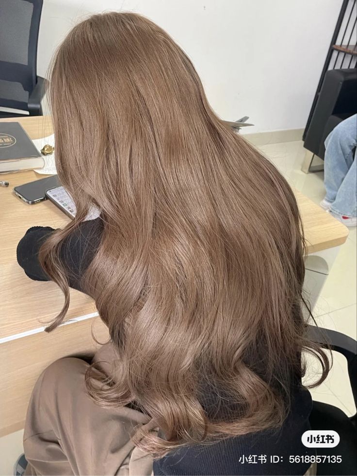 Cute Haircolor Ideas Brown, 8.3 Hair Color, Milk Coffee Hair Color, Dusty Brown Hair Color, Nescafe Hair Color, Brown Milk Tea Hair Color, Dust Hair Color, Russian Hair Color, Light Honey Brown Hair Balayage