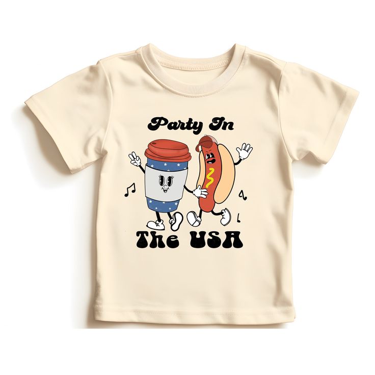 Fourth of July Party in the USA Baby Bodysuit and Toddler Tee - Cute and Funny Religious Kids T-Shirt - 4th Of July Kids Outfit 🌸 Each item is handmade to order! 🌸 Please wash inside out in cold water. Tumble dry low or hand dry. Turn shirt inside out to iron. 🌸 For any questions, don't hesitate to get in touch with me directly. It's my pleasure to assist you. 🌸 For personalized designs - enter customization in the "Add your personalization" field. 🌸 Orders ship next business day. Playful T-shirt For 4th Of July With Crew Neck, Playful Crew Neck T-shirt For 4th Of July, Short Sleeve T-shirt For 4th Of July Birthday, 4th Of July Birthday T-shirt With Graphic Print, Graphic Print T-shirt For 4th Of July Birthday, Pre-shrunk T-shirt For Birthday And 4th Of July, Pre-shrunk T-shirt For Birthday On 4th Of July, Pre-shrunk T-shirt For 4th Of July Birthday, Crew Neck T-shirt For Birthday And Independence Day