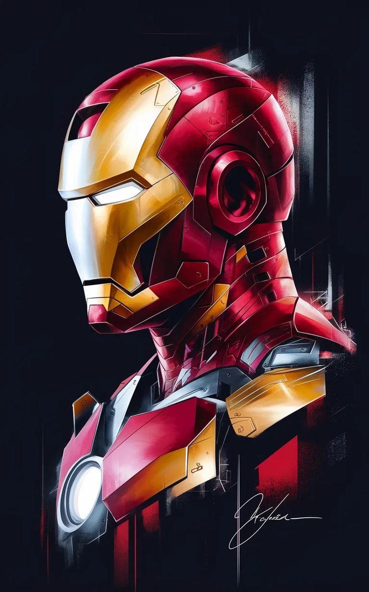 an iron man artwork is shown in this image