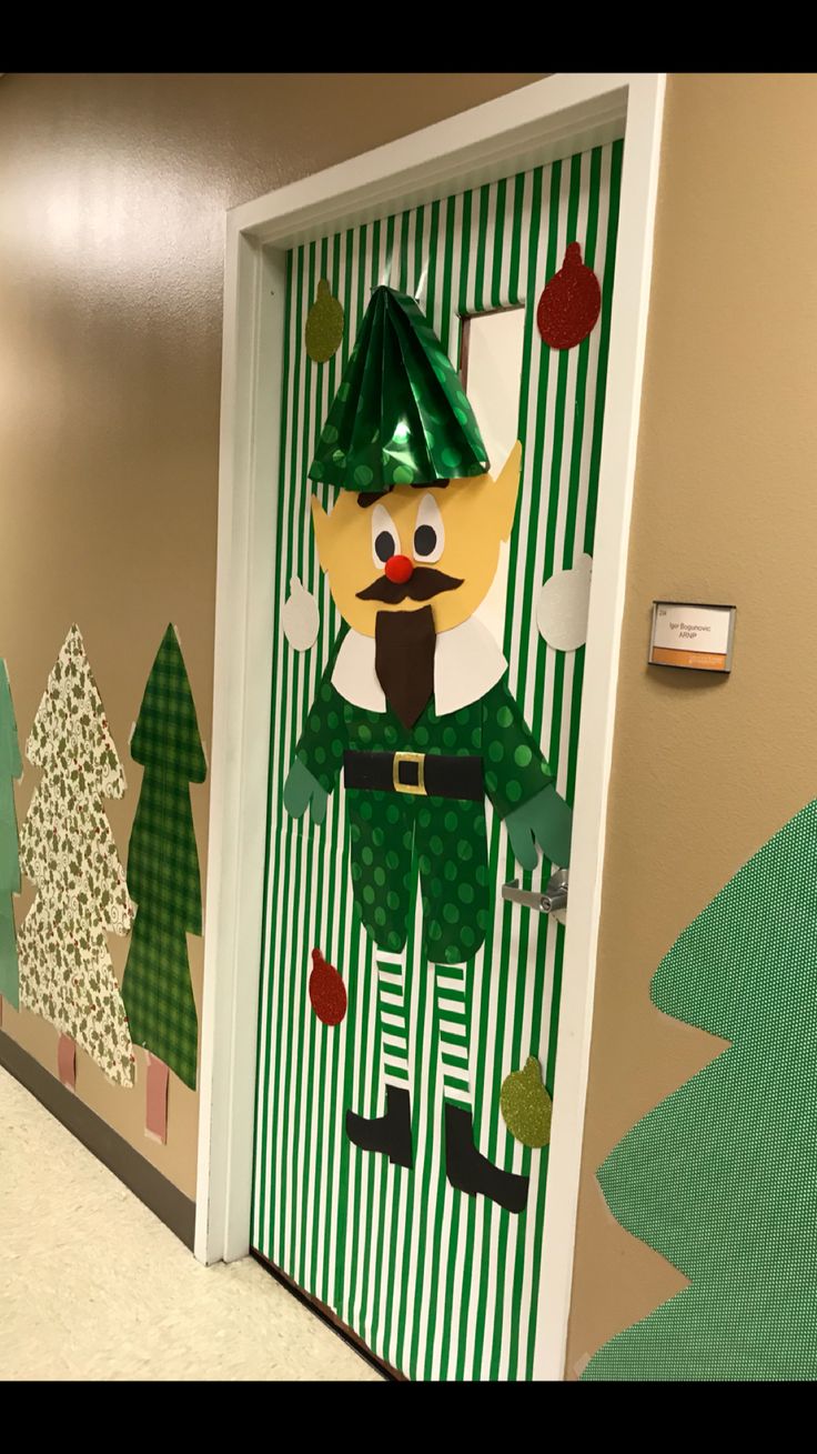 a door decorated to look like an elf