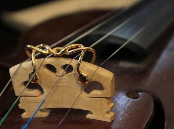 a violin with a chain attached to it's neck and an animal head on the strings